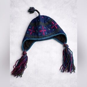 Lost Horizons Wool Earflap Beanie Hats Fair Isle Nordic Winter Handmade Nepal